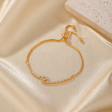 Pulseras chapadas en oro de 14 quilates con incrustaciones de cobre y ojo de estilo simple y clásico