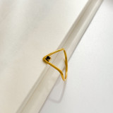 Anillos de circón con incrustaciones de acero de titanio geométrico estilo romano retro