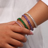 Brazalete De Circón Con Incrustaciones De Chapado De Acero Inoxidable De Color Sólido De Moda 1 Pieza