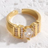 Anillos abiertos chapados en oro blanco chapado en oro de 14 quilates con incrustaciones de cobre y gotas de agua de viaje retro