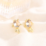 Pendientes con incrustaciones de cobre y circonita, 1 par