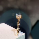 Anillos de diamantes de imitación artificiales de cobre geométricos de moda