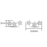 1 par de pendientes de circonita de cobre con incrustaciones de estrellas de estilo simple