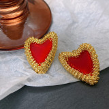 1 par de pendientes de cobre con forma de corazón retro