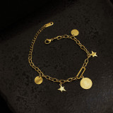 Pulseras De Acero De Titanio Con Letras Redondas Y Estrellas De Moda, 1 Pieza