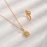 Collar de anillos chapado en oro de titanio de color sólido de estilo simple