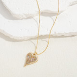El oro clásico lujoso elegante del cobre 14K de la forma del corazón plateó el collar pendiente del Zircon a granel