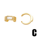 1 par de clips para las orejas chapados en oro de 18K con incrustaciones de circonita de cobre y forma de C brillante de estilo Simple