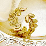 Anillos abiertos chapados en oro chapados en acero inoxidable con hojas de estilo simple de estilo vintage