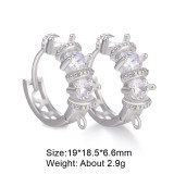1 par de pendientes de aro chapados en oro blanco chapado en oro de 18 quilates con incrustaciones redondas de estilo clásico Retro y circonita de cobre