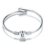 Brazalete De Acero Inoxidable Con Forma De Corazón Y Letras De Moda 1 Pieza