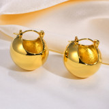 1 par de pendientes chapados en oro y latón semicirculares de estilo sencillo y elegante