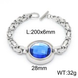 Conjunto de pulsera y collar para mujer, cadena de una sola pieza de acero inoxidable, piedra de cristal redonda multicolor, moda nueva