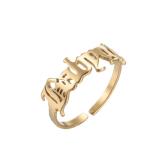 Anillos huecos de acero inoxidable con letras de moda 1 pieza