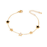 Pulseras de concha con incrustaciones de acero de titanio, mariposa, flor, estrella, estilo Simple informal