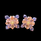 1 par de pendientes de perlas artificiales de cristal Artificial de cobre con incrustaciones de flores glamorosas