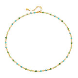 Collar con revestimiento de cobre y cristal redondo de estilo simple
