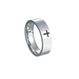 Anillos chapados en acero inoxidable con cruz de moda de 1 pieza