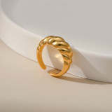 Anillo minimalista de oro de 18 quilates chapado en cobre, anillo geométrico con espejo roscado para mujer
