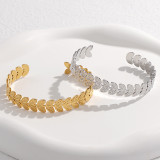 Brazalete chapado en acero inoxidable con hojas de moda 1 pieza