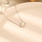 Collar con revestimiento de perlas de acero y titanio geométrico de estilo simple