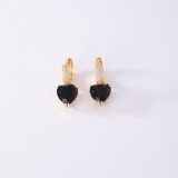 Pendientes colgantes de circonita de cobre con incrustaciones rectangulares, forma de corazón cuadrado brillante, estilo Simple y dulce, 1 par