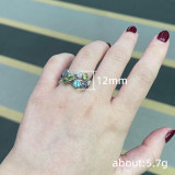 Anillos de diamantes de imitación con incrustaciones de cobre redondos de estilo simple