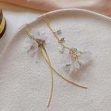 Pendientes de piedras preciosas artificiales con incrustaciones de cobre, concha de perla de imitación, mariposa, flor, borla dulce, 1 par