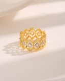 Anillos chapados en oro de 18K con incrustaciones huecas de cobre de loto de estilo moderno de estilo francés lujoso
