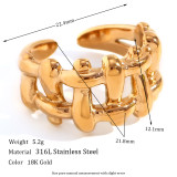 Pendientes de anillos chapados en oro de 18 quilates con revestimiento de acero inoxidable en forma de C estilo clásico simple básico