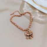 Moda Constelación Forma de corazón Flor Titanio Acero Incrustaciones Oro Zircon Pulseras 1 Pieza