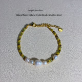 Collar de pulseras con cuentas de perlas de agua dulce, cristal, geométrico, de acero inoxidable, estilo INS