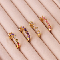 Anillos de diamantes de imitación con incrustaciones de cobre de gotas de agua de estilo simple