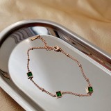Tobillera con pulseras de piedras preciosas artificiales con incrustaciones de acero de titanio cuadradas a la moda