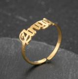 Anillos huecos de acero inoxidable con letras de moda 1 pieza