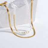 Collares acodados geométricos chapados en oro de 18 quilates de acero inoxidable de estilo simple