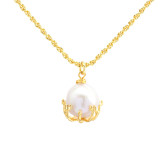 Collar pendiente plateado oro irregular del cobre 18K de la perla de agua dulce del estilo francés elegante a granel
