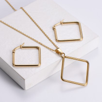 Conjunto de joyas de acero y titanio AML, pendientes populares para mujer, colgante Natural, joyería de estilo coreano para mujer, adorno de línea cuadrada
