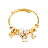 Brazalete de circonio con incrustaciones de acero y titanio de aleación en forma de corazón de novedad
