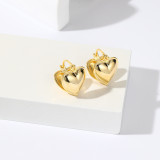 1 par de pendientes chapados en oro y cobre con forma de corazón de estilo Simple