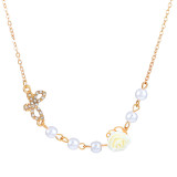 1 pieza moda estrella Luna mariposa cobre chapado perlas artificiales circón collares en capas