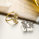 Anillos abiertos chapados en oro blanco chapado en oro de 18 quilates con incrustaciones de cobre geométrico de viaje de estilo simple