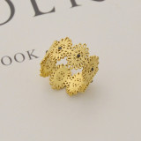 Anillo abierto geométrico de acero inoxidable de moda chapado en anillos de acero inoxidable con diamantes artificiales