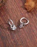 1 par de pendientes colgantes chapados en oro blanco con incrustaciones de cobre y circonita circular de estilo coreano estilo francés estilo Simple chapado en letras