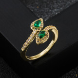 Anillo de circonio verde con microincrustaciones de oro Real chapado en cobre a la moda al por mayor