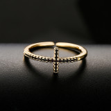 Nuevo Microconjunto de oro de 18K chapado en cobre, anillo ajustable con apertura cruzada