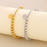 Pulseras redondas de perlas de agua dulce de acero inoxidable de estilo clásico de estilo simple a granel