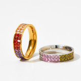 Anillos de circón con incrustaciones de acero inoxidable redondos retro