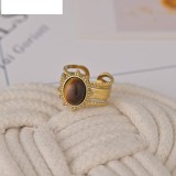 Nuevo anillo de mujer europeo y americano, anillos de acero de titanio Retro de moda turquesa