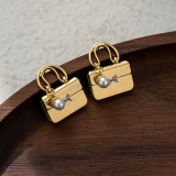 1 par de aretes de cobre chapados en bolsa de estilo Vintage estilo Simple